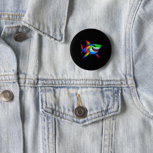 Tie-dye Shark Peace Sign Hipe Ronde Button 5,7 Cm (In situ)