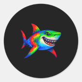Tie-dye Shark Peace Sign Hipe  Ronde Sticker (Voorkant)