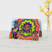 Tie Dye Sheep Birthday Card Kaart (Gele Bloem)