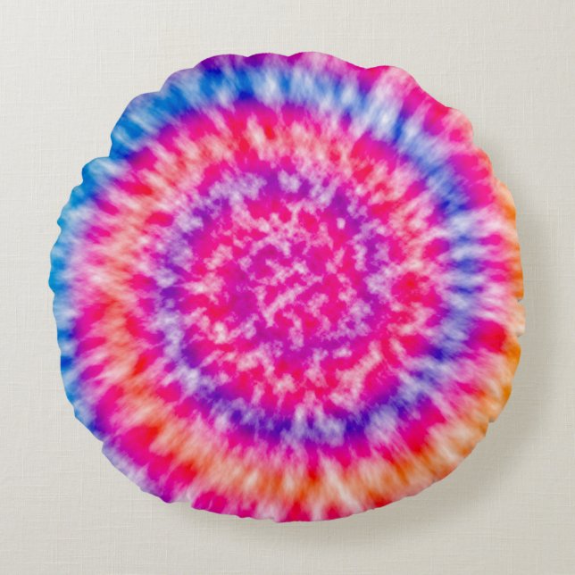 Tie Dye Sierkussen Rond Kussen (Voorkant)