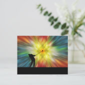 Tie Dye Silhouette Golfer Briefkaart (Staand voorkant)