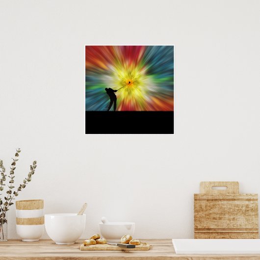 Tie Dye Silhouette Golfer Poster (Keuken)