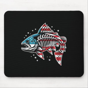 Tie Dye Skelet Zalm Amerikaanse 4 juli Vis Muismat