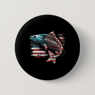 Tie Dye Skeleton Salmon Amerikaanse 4th of July Vi Ronde Button 5,7 Cm