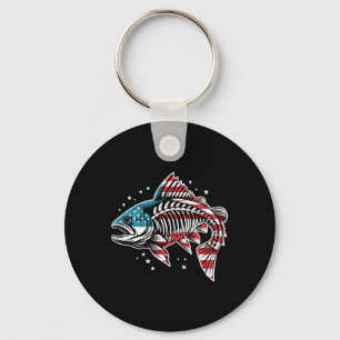 Tie Dye Skeleton Salmon Amerikaanse 4th of July Vi Sleutelhanger