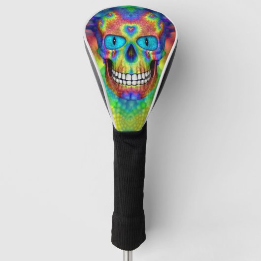 Tie Dye Skull Dead Zombie Driver of Putter Hoesjes Golfheadcover (Voorkant)