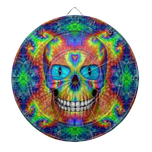 Tie Dye Skull Dead Zombie Metal Cage Dartboards Dartbord (Voorkant)