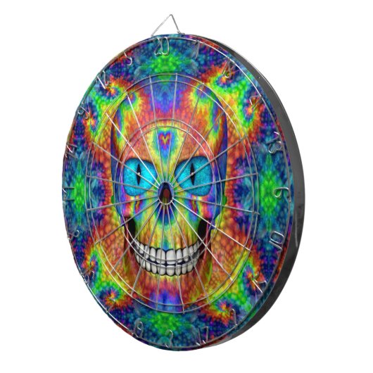 Tie Dye Skull Dead Zombie Metal Cage Dartboards Dartbord (Voorkant Rechts)