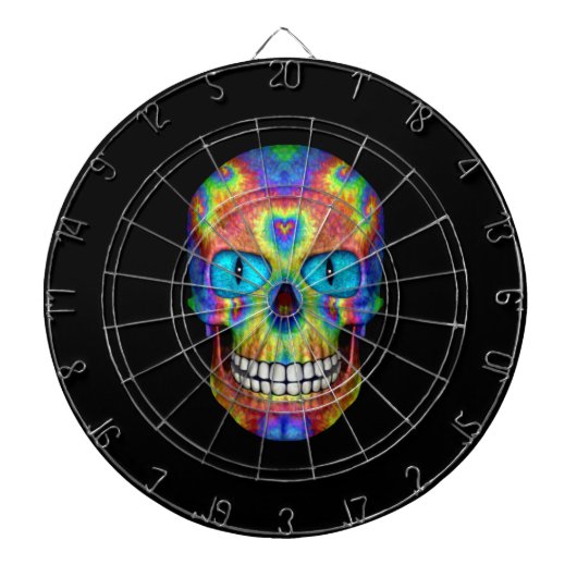 Tie Dye Skull Dead Zombie Metal Cage Dartboards Dartbord (Voorkant)