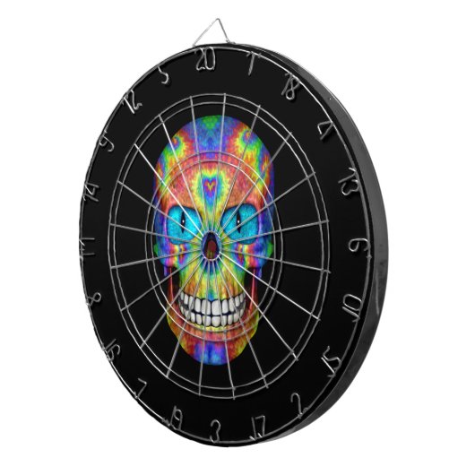Tie Dye Skull Dead Zombie Metal Cage Dartboards Dartbord (Voorkant Rechts)