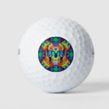 Tie Dye Skull Dead Zombie Undead Golf Balls