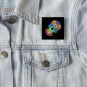 Tie Dye Skull Dead Zombie Undode Buttonnen Pins Vierkante Button 5,1 Cm (In situ)