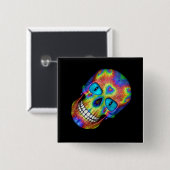 Tie Dye Skull Dead Zombie Undode Buttonnen Pins Vierkante Button 5,1 Cm (Voorkant /achterkant)