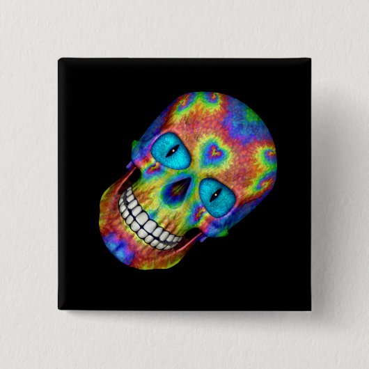 Tie Dye Skull Dead Zombie Undode Buttonnen Pins Vierkante Button 5,1 Cm (Voorkant)