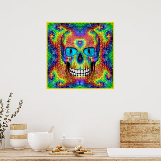 Tie Dye Skull Dead Zombie Undode kleurige Posters (Keuken)