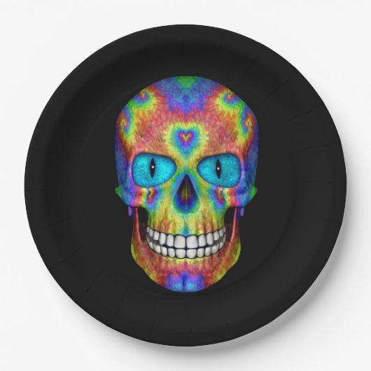 Tie Dye Skull Dead Zombie Undode papieren Borden Bordje (Voorkant)