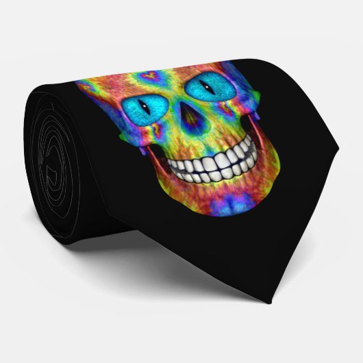 Tie Dye Skull Dead Zombie Undode Stropdassen (Opgerold)