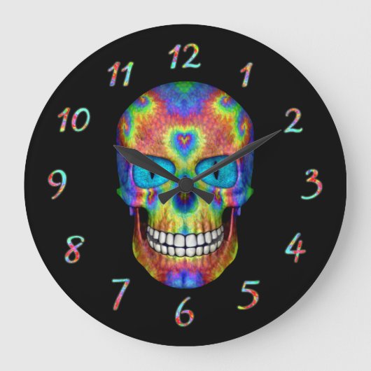 Tie Dye Skull Dead Zombie Undode Wall klokken (Voorkant)