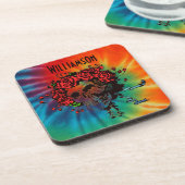 Tie Dye Skull met Rozen Bier Onderzetter (Linkerzijde)