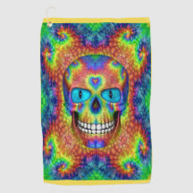 Tie Dye Skull Zombie Dead Undode Golfhanddoeken