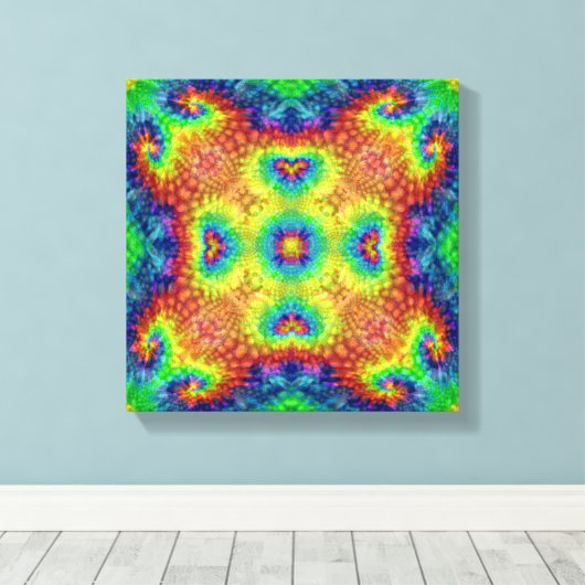 Tie Dye Sky Fractal Kaleidoscope Canvas Afdruk (Insitu (Houten vloer))