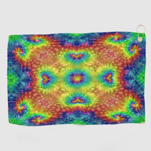 Tie Dye Sky Fractal Kaleidoscope Golfhanddoek (Horizontaal)
