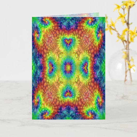 Tie Dye Sky  Fractal Kaleidoscope Kaart (Gele Bloem)