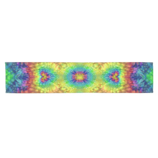 Tie Dye Sky  Fractal Kaleidoscope Korte Tafelloper (Horizontaal)
