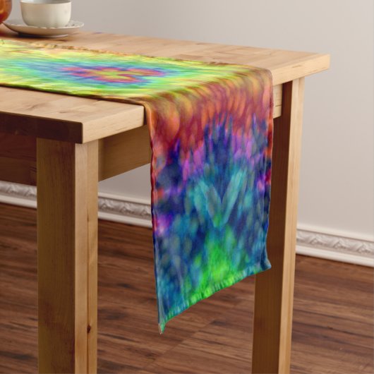 Tie Dye Sky  Fractal Kaleidoscope Korte Tafelloper (Voorbeeld)