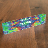 Tie Dye Sky  Fractal Kaleidoscope Naambordje (Zijkant)