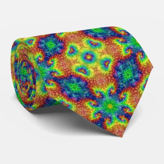 Tie Dye Sky  Fractal Kaleidoscope Stropdas (Opgerold)
