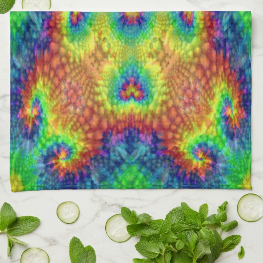 Tie Dye Sky  Fractal Kaleidoscope Theedoek (Gevouwen)