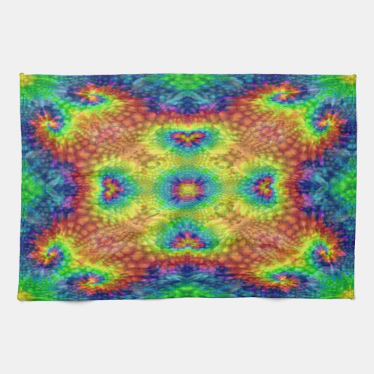 Tie Dye Sky  Fractal Kaleidoscope Theedoek (Horizontaal)