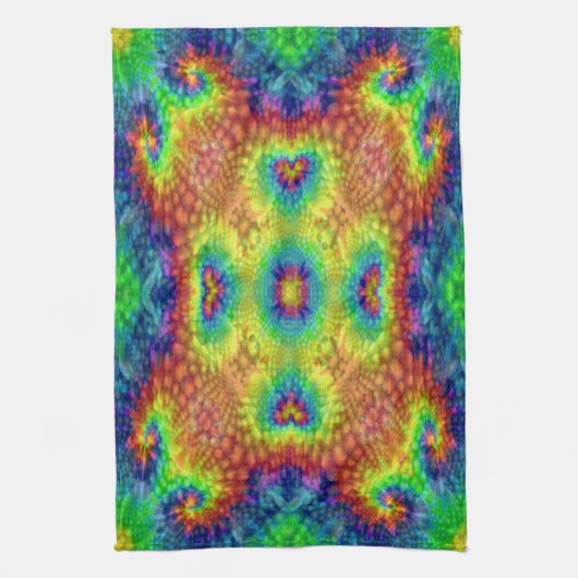 Tie Dye Sky  Fractal Kaleidoscope Theedoek (Verticaal)