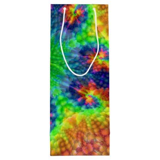 Tie Dye Sky  Fractal Kaleidoscope Wijn Cadeautas (Achterkant)