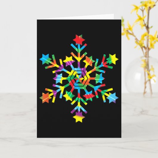 Tie Dye Snowflake Retro Hipe Christmas Holiday Xma Kaart (Gele Bloem)