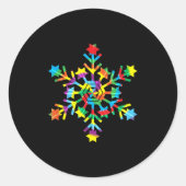Tie Dye Snowflake Retro Hipe Christmas Holiday Xma Ronde Sticker (Voorkant)