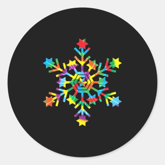 Tie Dye Snowflake Retro Hipe Christmas Holiday Xma Ronde Sticker (Voorkant)