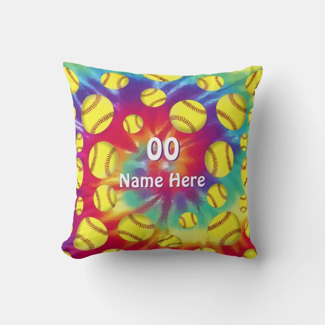 Tie Dye Specialized Softball Giften voor Kerstmis Kussen (Voorkant)