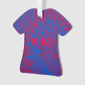 Tie Dye Spiraal Blauw en Rood Ornament (voorkant)