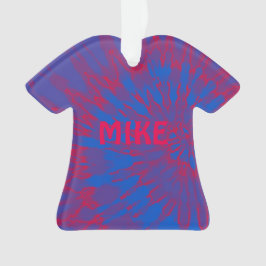 Tie Dye Spiraal Blauw en Rood Ornament