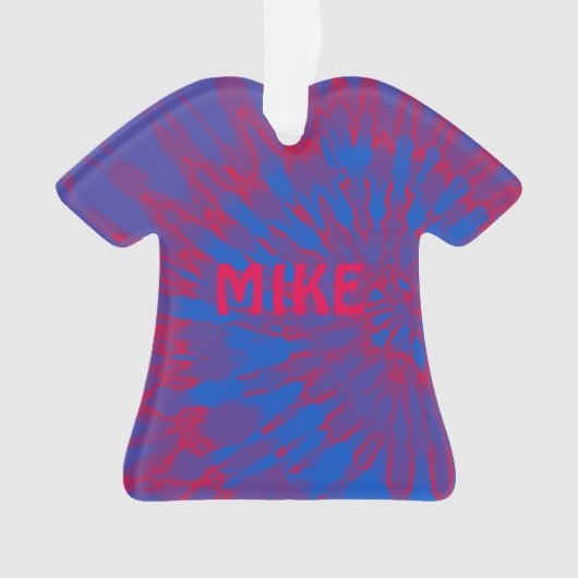 Tie Dye Spiraal Blauw en Rood Ornament (voorkant)