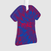 Tie Dye Spiraal Blauw en Rood Ornament (voorkant)