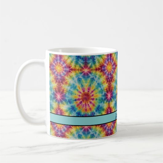 Tie Dye Spiral in Magenta Print 11 oz Koffie Mok (Links)