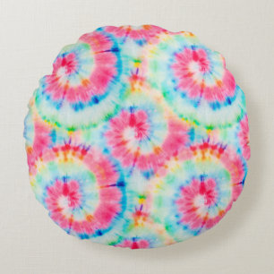 Tie Dye Spiral. Prachtige Waterverf Dirty Art. Sw Rond Kussen