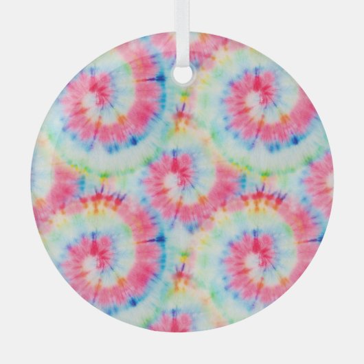 Tie Dye Spiral, waterverf kunst. Glas Ornament (Voorkant)