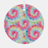 Tie Dye Spiral, waterverf kunst. Glas Ornament (Achterkant)