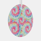 Tie Dye Spiral, waterverf kunst. Glas Ornament (Voorkant Rechts)
