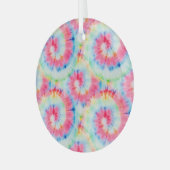 Tie Dye Spiral, waterverf kunst. Glas Ornament (Voorkant links)