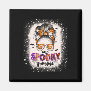 Tie Dye Spooky Grandma Halloween Monster Messy Bun Magneet